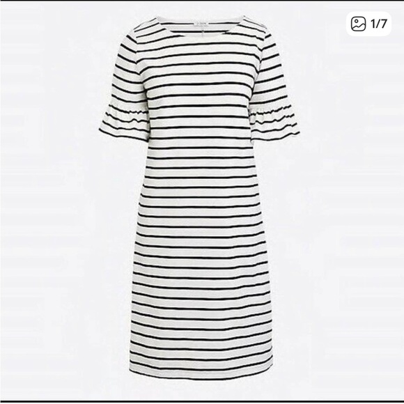 J Crew Factory Ruffle Sleeve Striped Career Dress - Picture 2 of 9